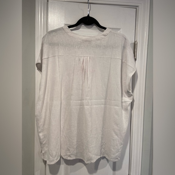 NWT Coastal Comfort Size XXL White Linen Blend Split Neck Short Sleeve Top - Picture 11 of 14